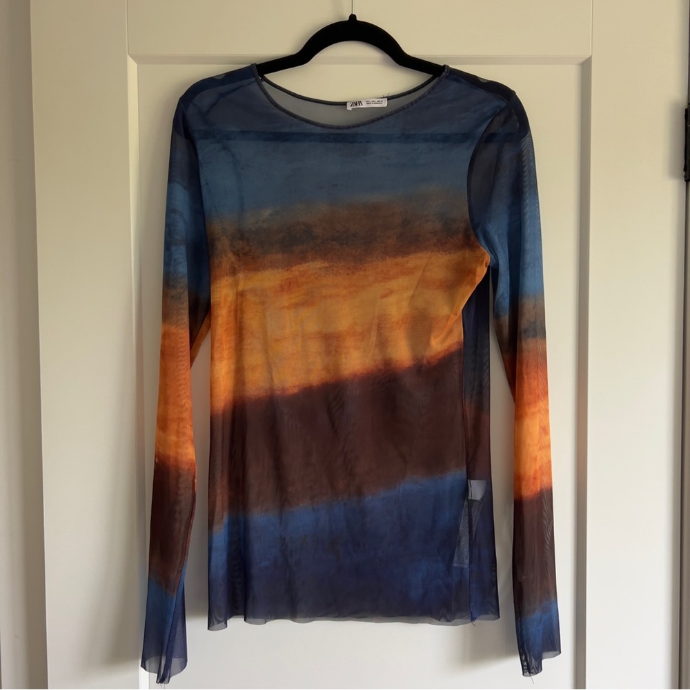 Zara long sleeve sheer top